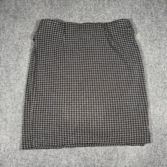 J. Jill Skirt Gray Black Houndstooth Faux Wrap A Line Ponte Women’s Small - Picture 2 of 7